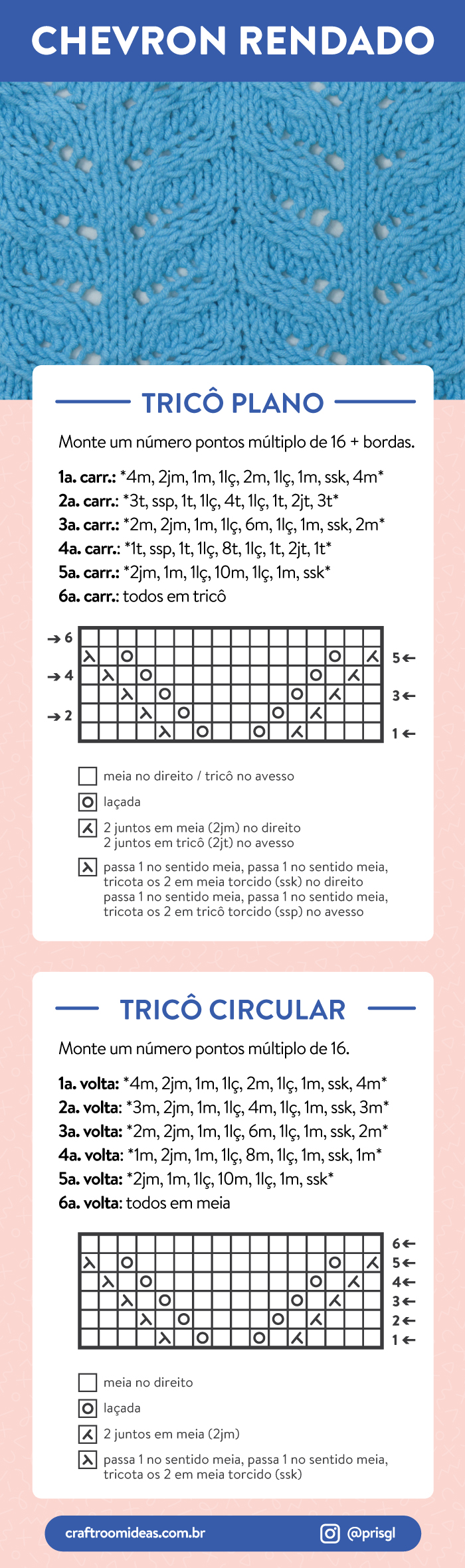 Aprenda a tricotar o ponto chevron rendado.